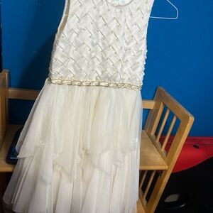 American Princess Ivory Pearl-Embellished Dress Sz 8 cute
